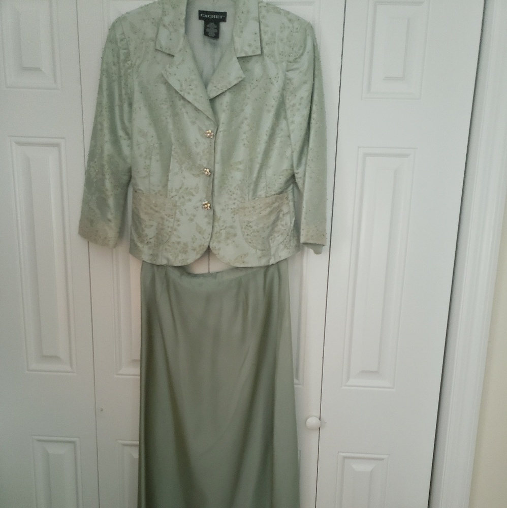 Light teal beaded top and skirt. Size 8